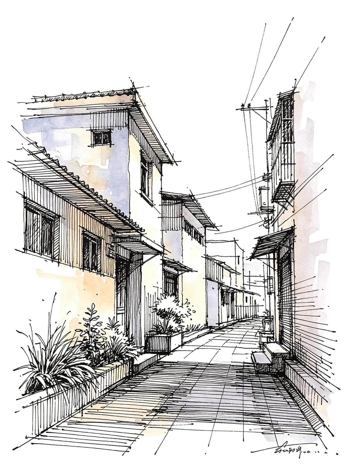 建筑速写线稿示例1