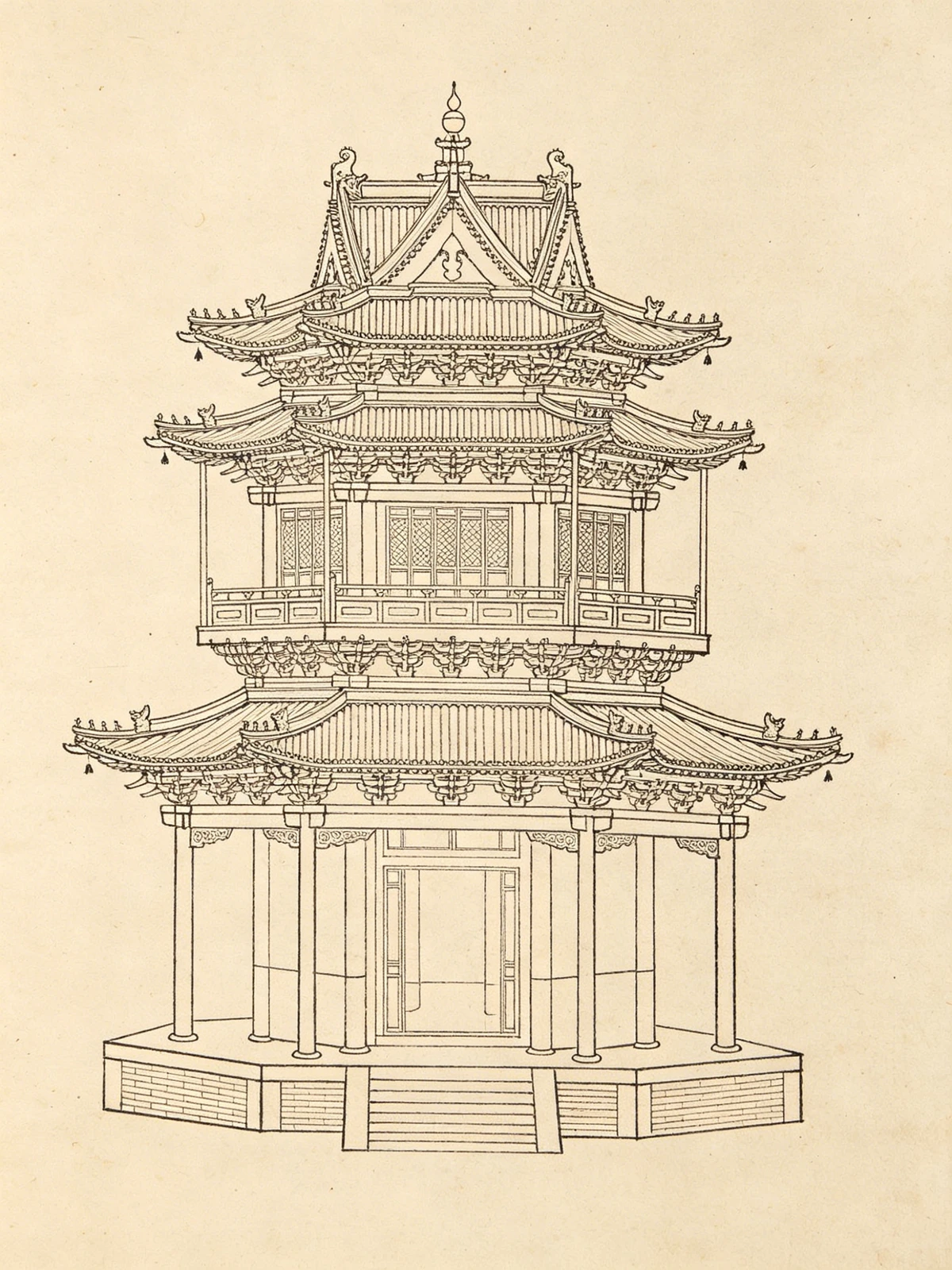 建筑白描线稿示例1