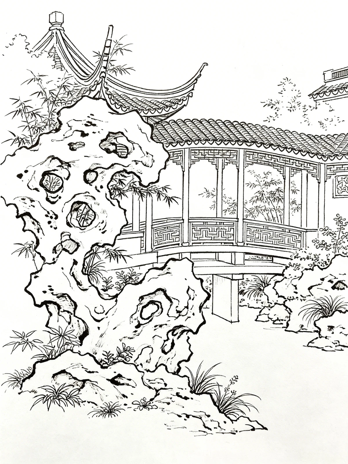 建筑白描线稿示例1