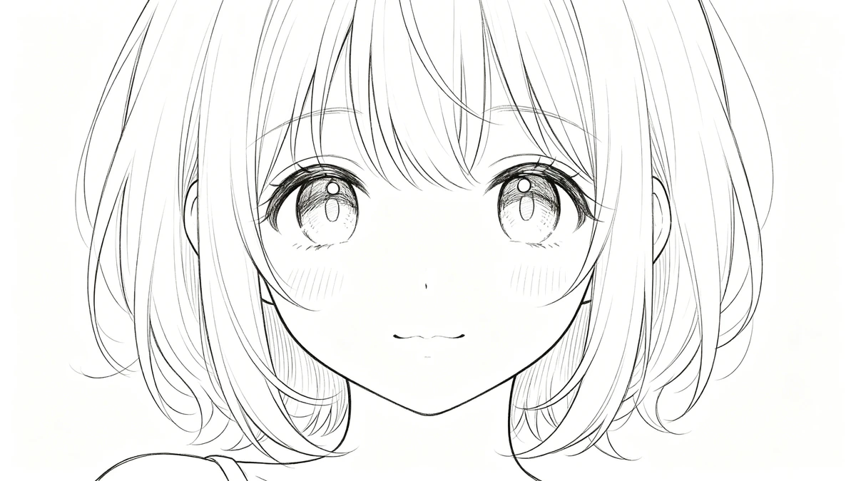日系萌系少女线稿示例1