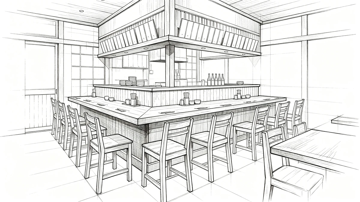 场景透视动漫线稿生成示例1