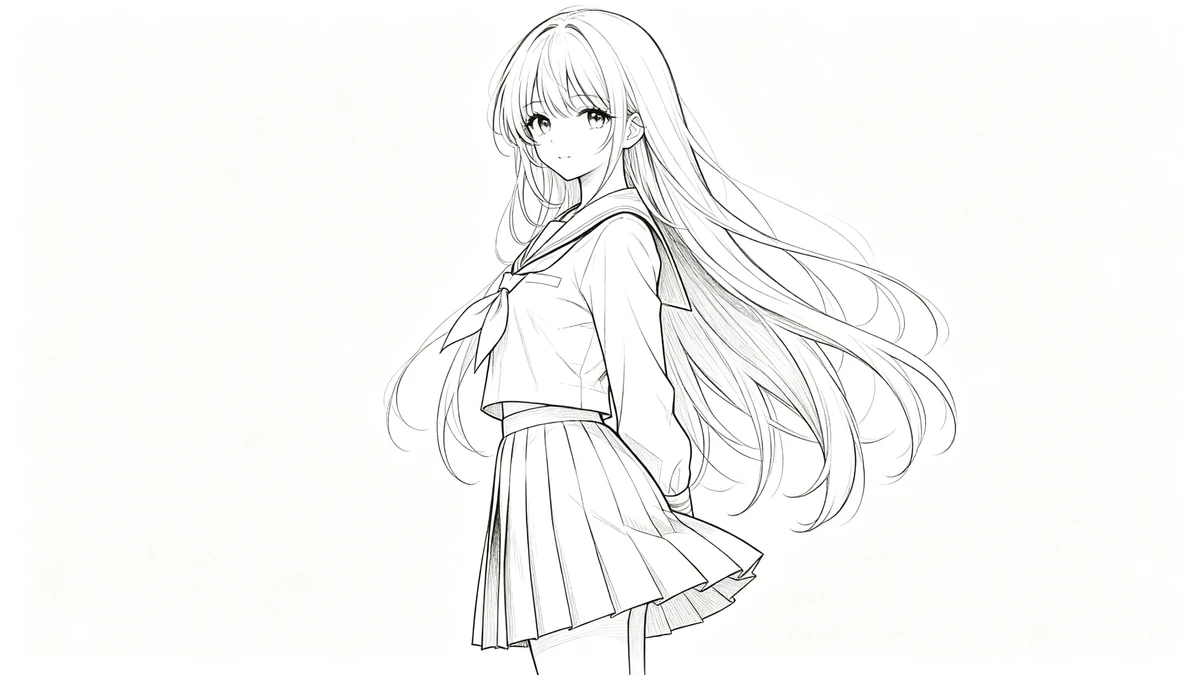 日系风格动漫线稿生成示例1