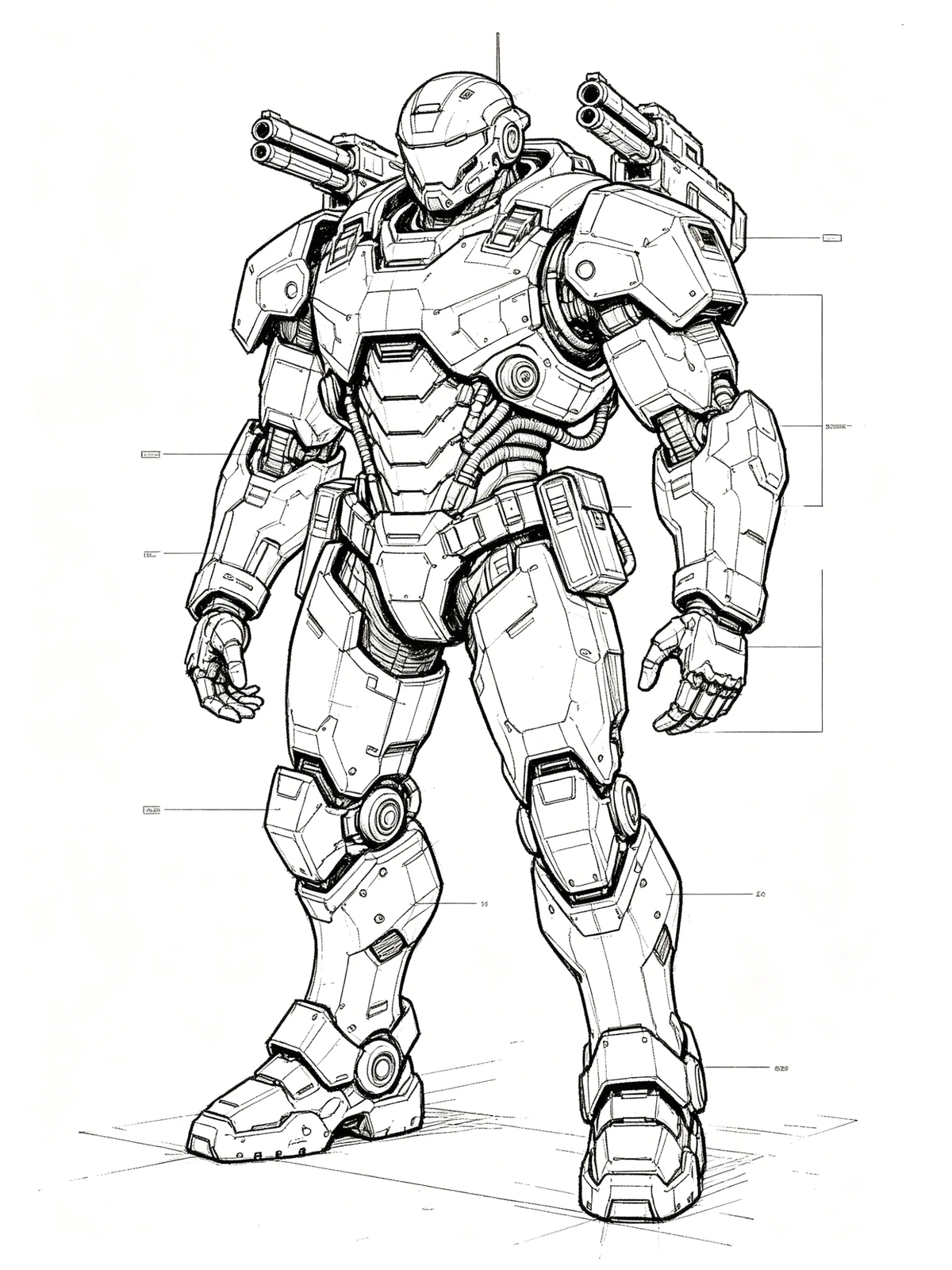 机甲机械线稿示例1