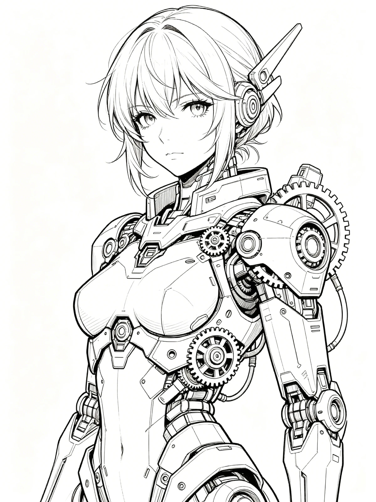 机甲机械线稿示例1
