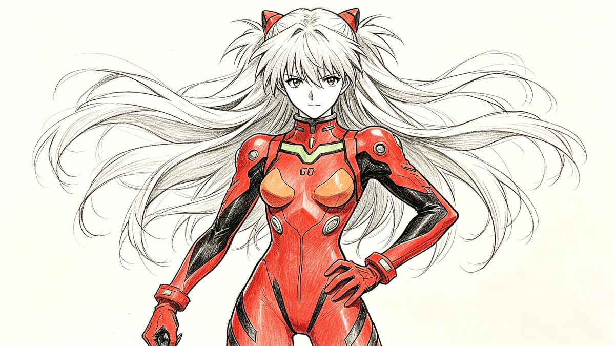 明日香战斗服线稿壁纸示例1