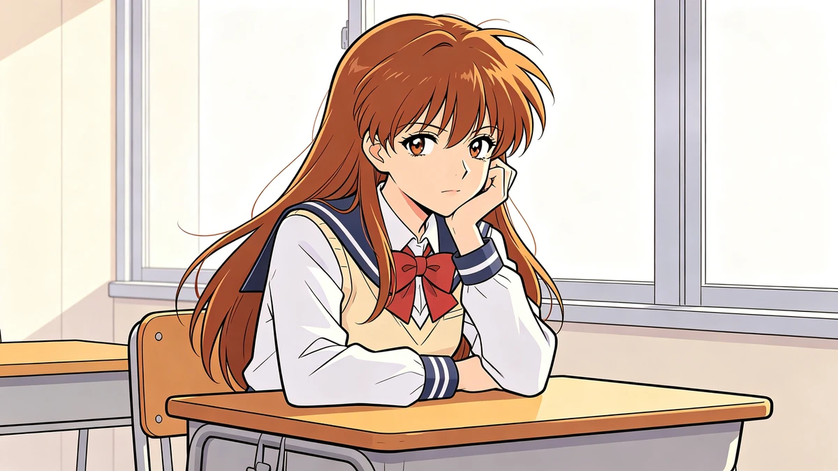 明日香校服线稿壁纸示例1