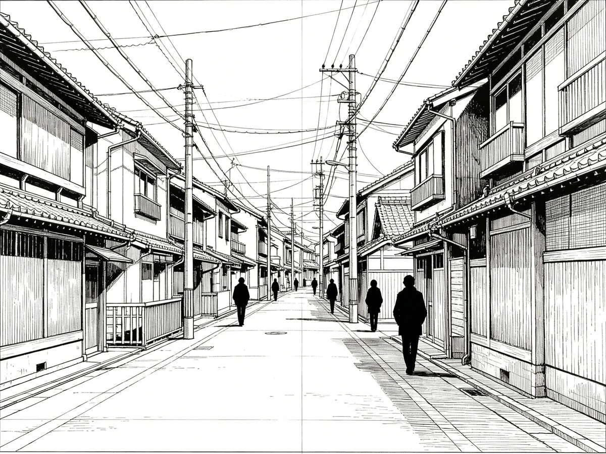 场景构图线稿示例1