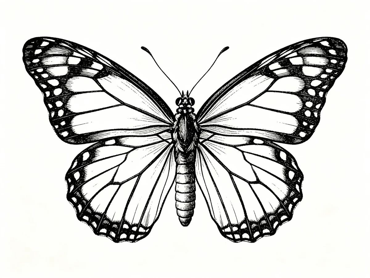 科学风格蝴蝶线稿示例1