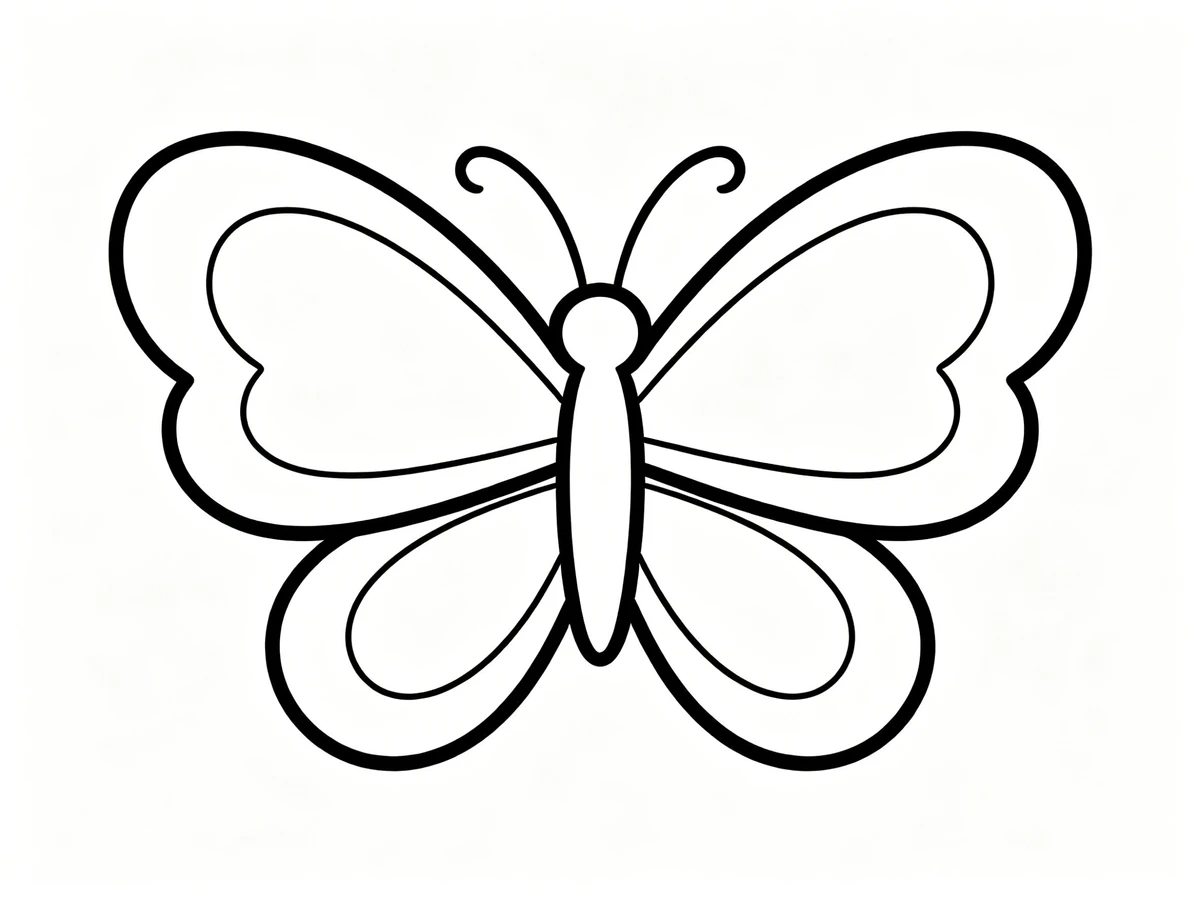 儿童涂色风格蝴蝶线稿示例1