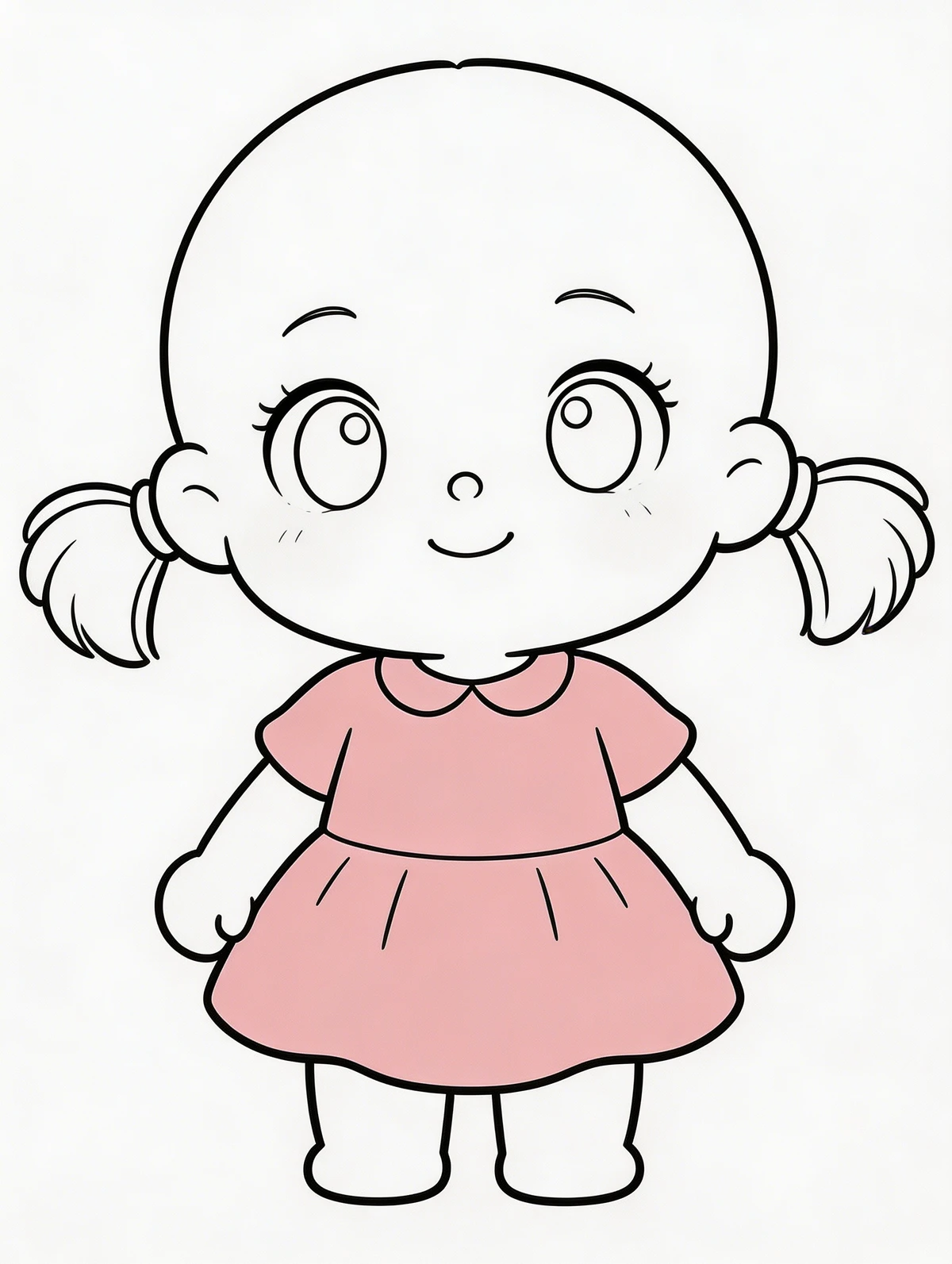 Q版萌系卡通人物线稿生成示例1