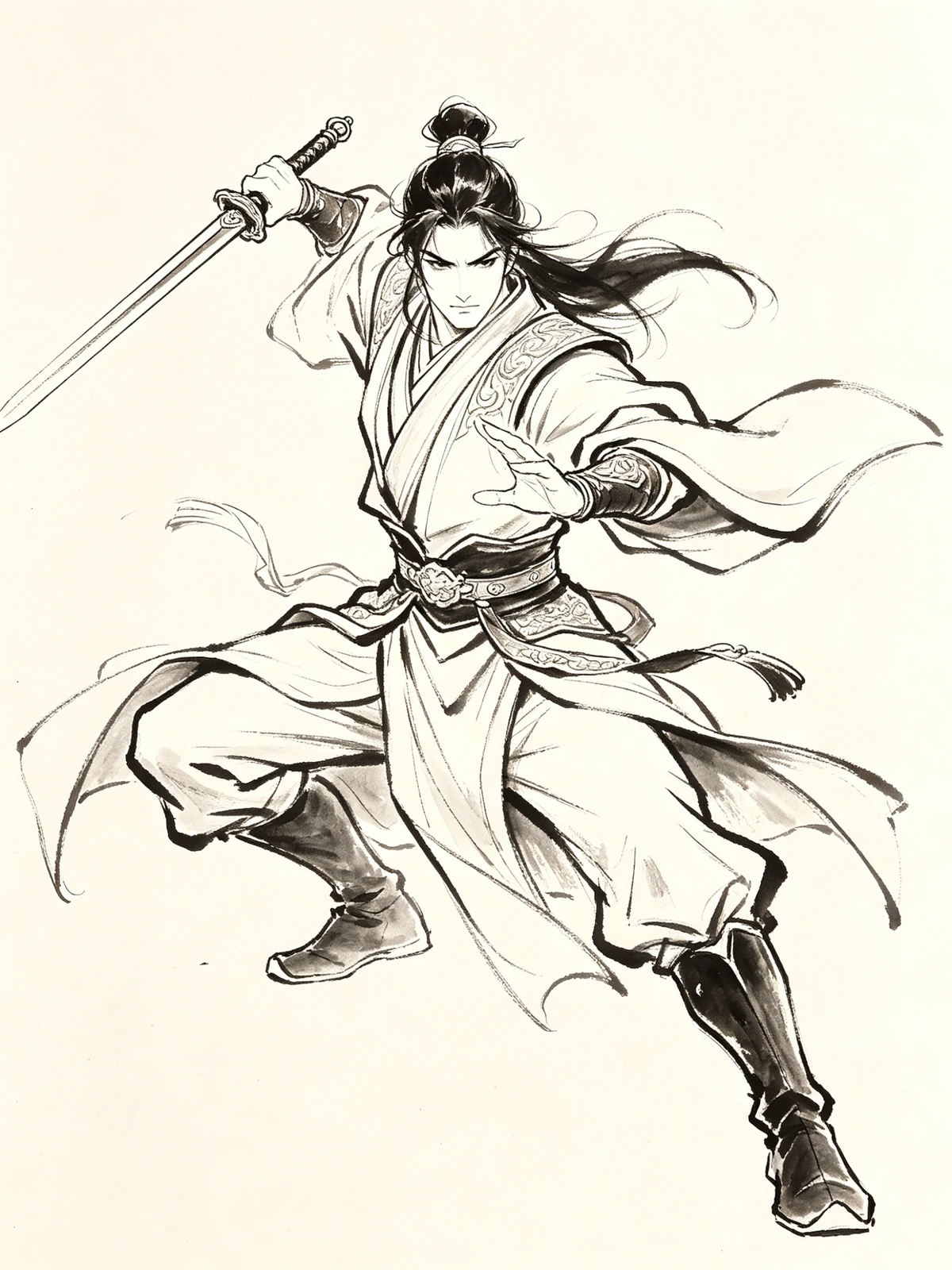 古风人物线稿示例1