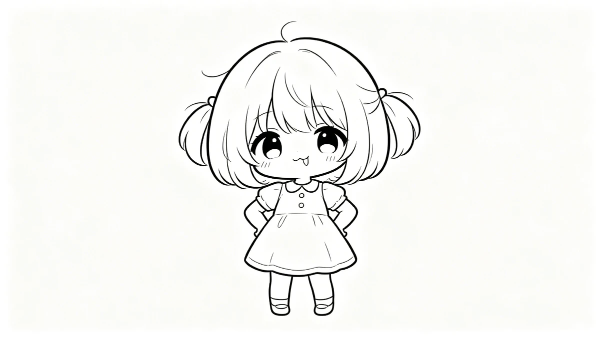 Q版萌系角色线稿示例1