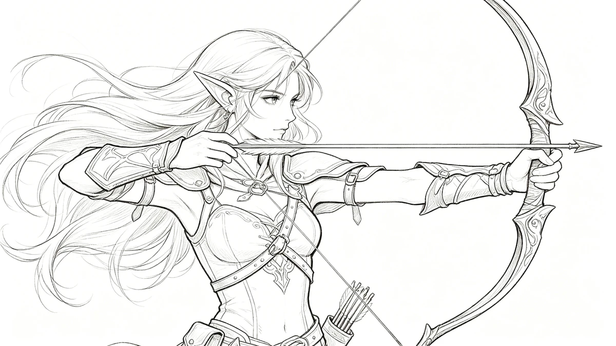 幻想风格角色线稿示例1