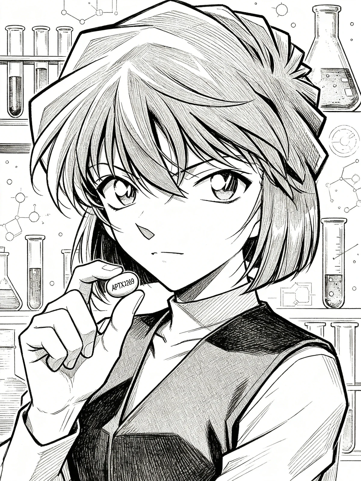 灰原哀线稿示例1