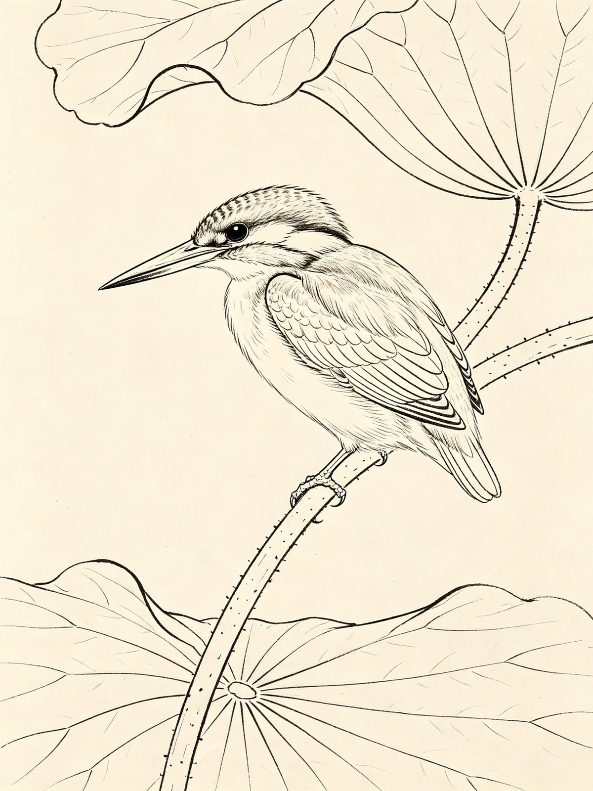 工笔花鸟线稿示例1