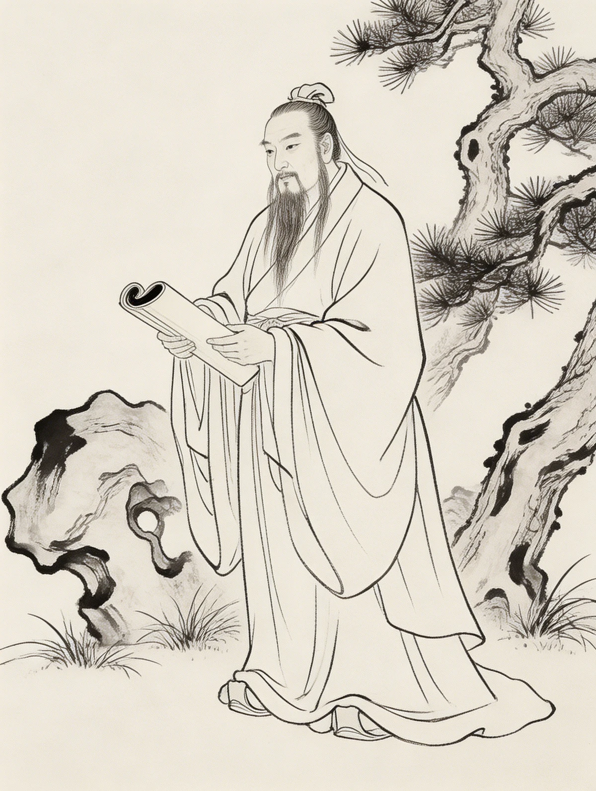 白描人物线稿示例1