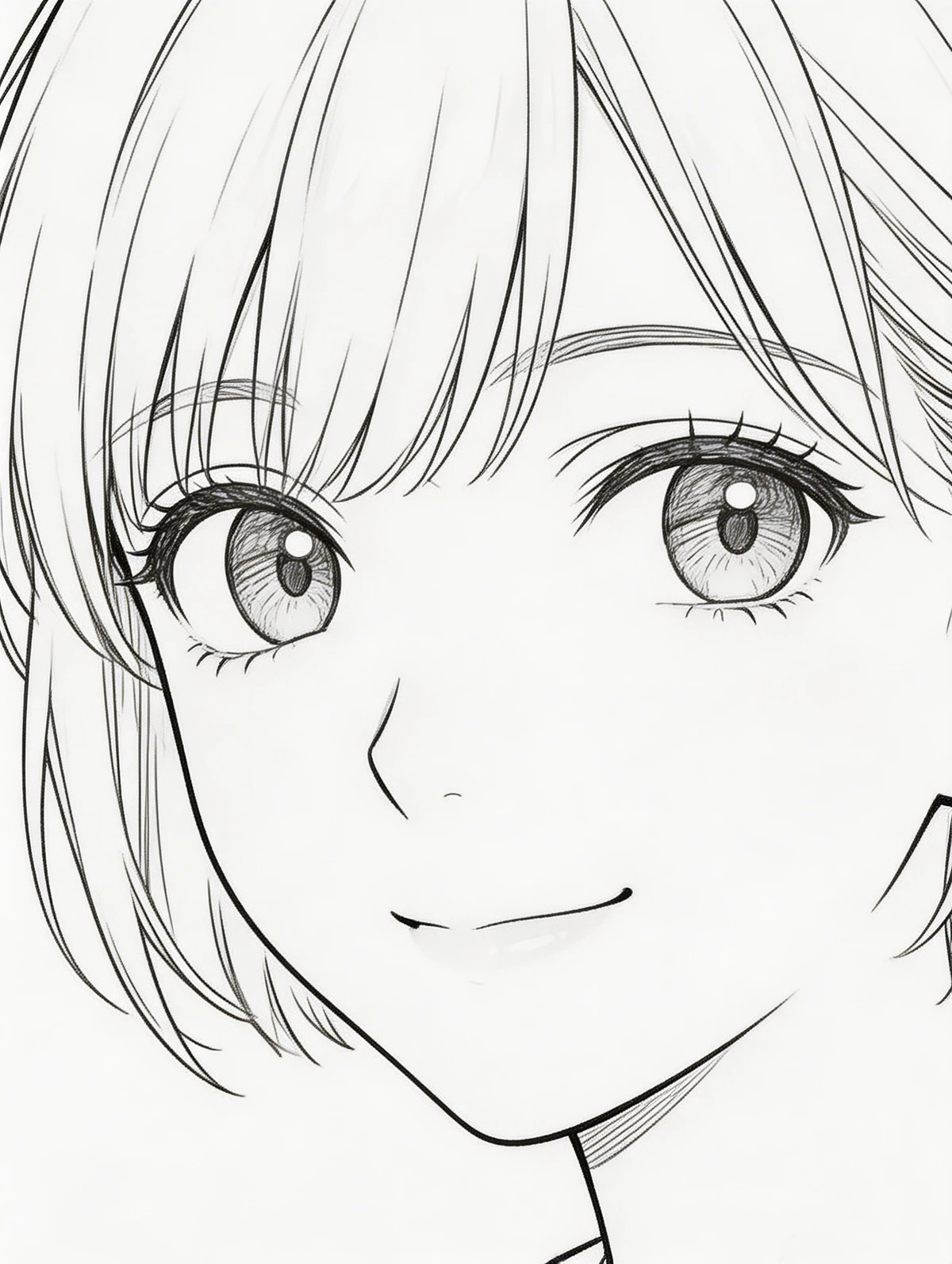 动漫风格双马尾线稿示例1