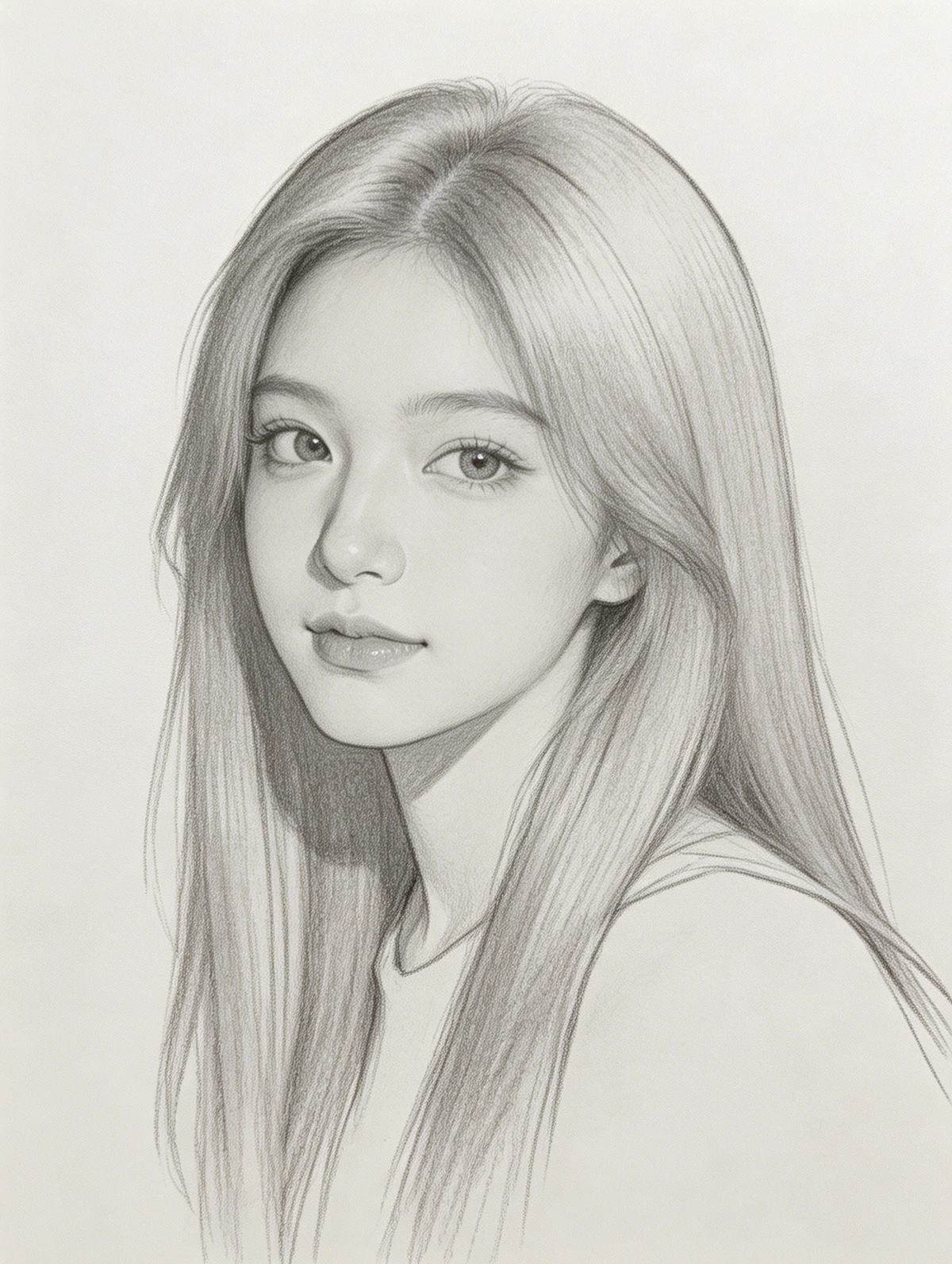 铅笔素描卷发线稿示例1
