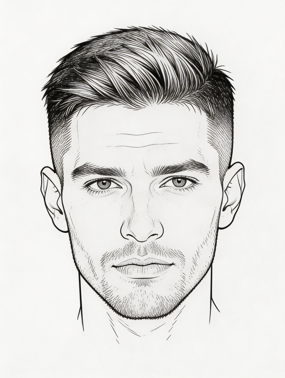 钢笔风格长发线稿示例1