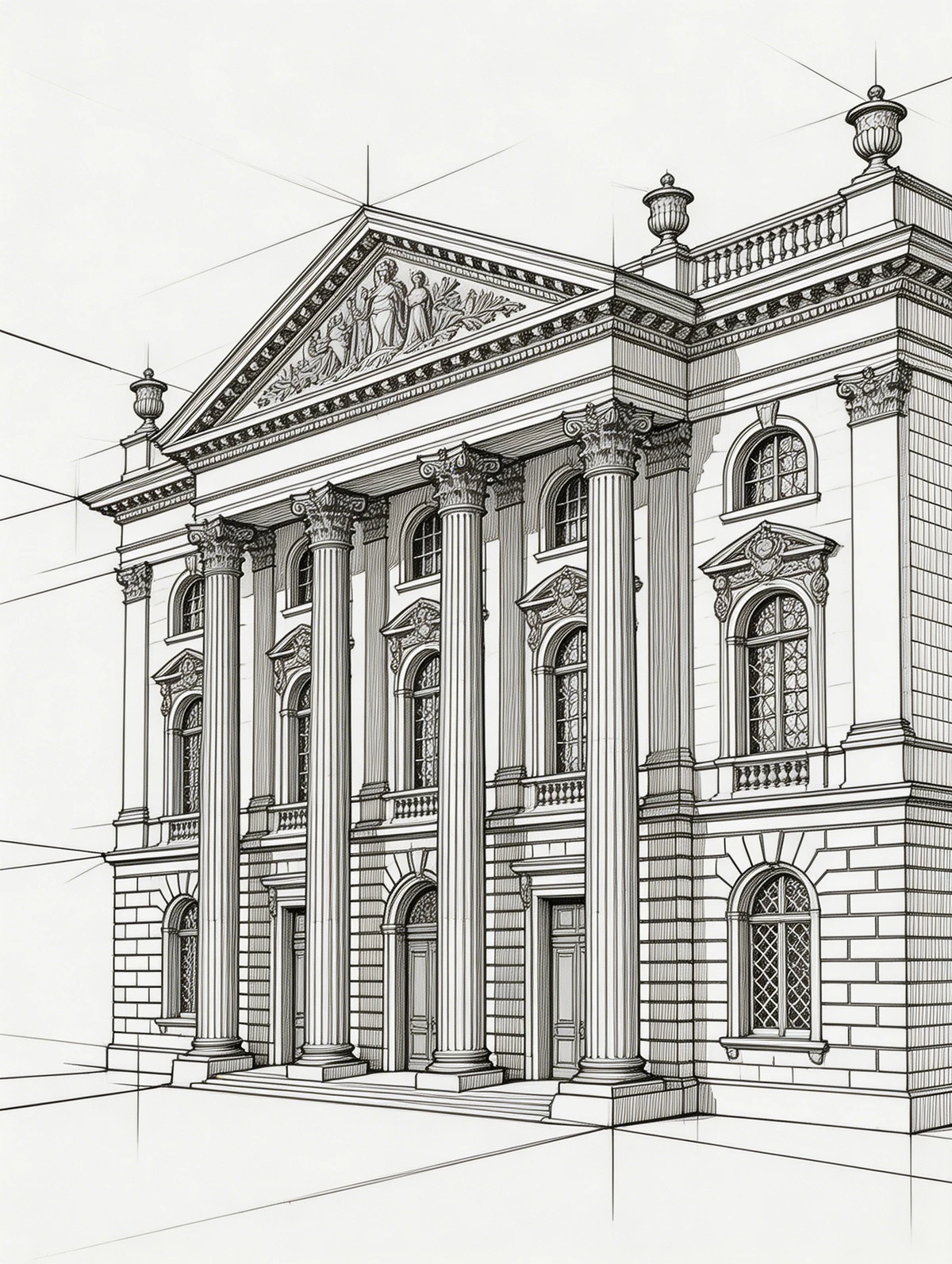 建筑风格线稿示例1