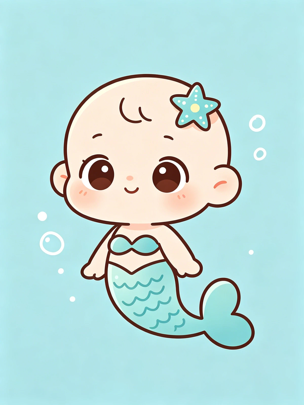 Q版美人鱼线稿生成示例1