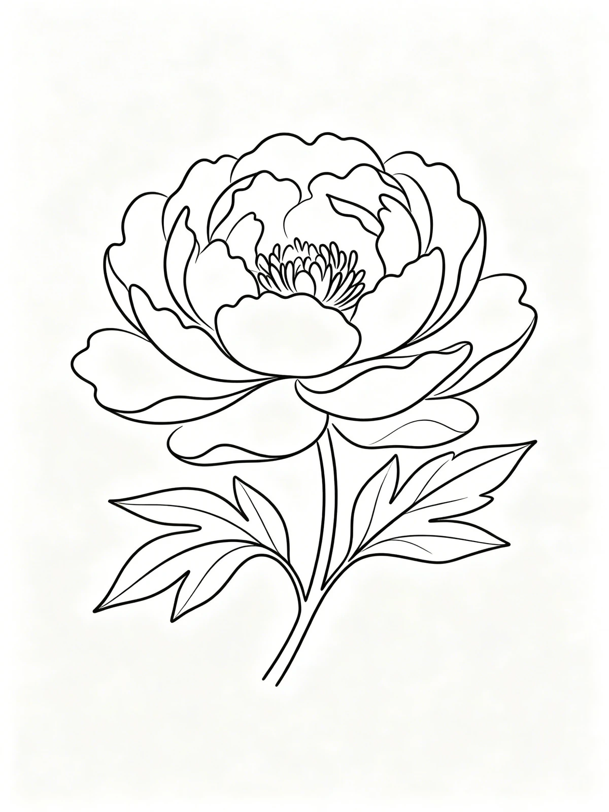 现代极简牡丹线稿示例1