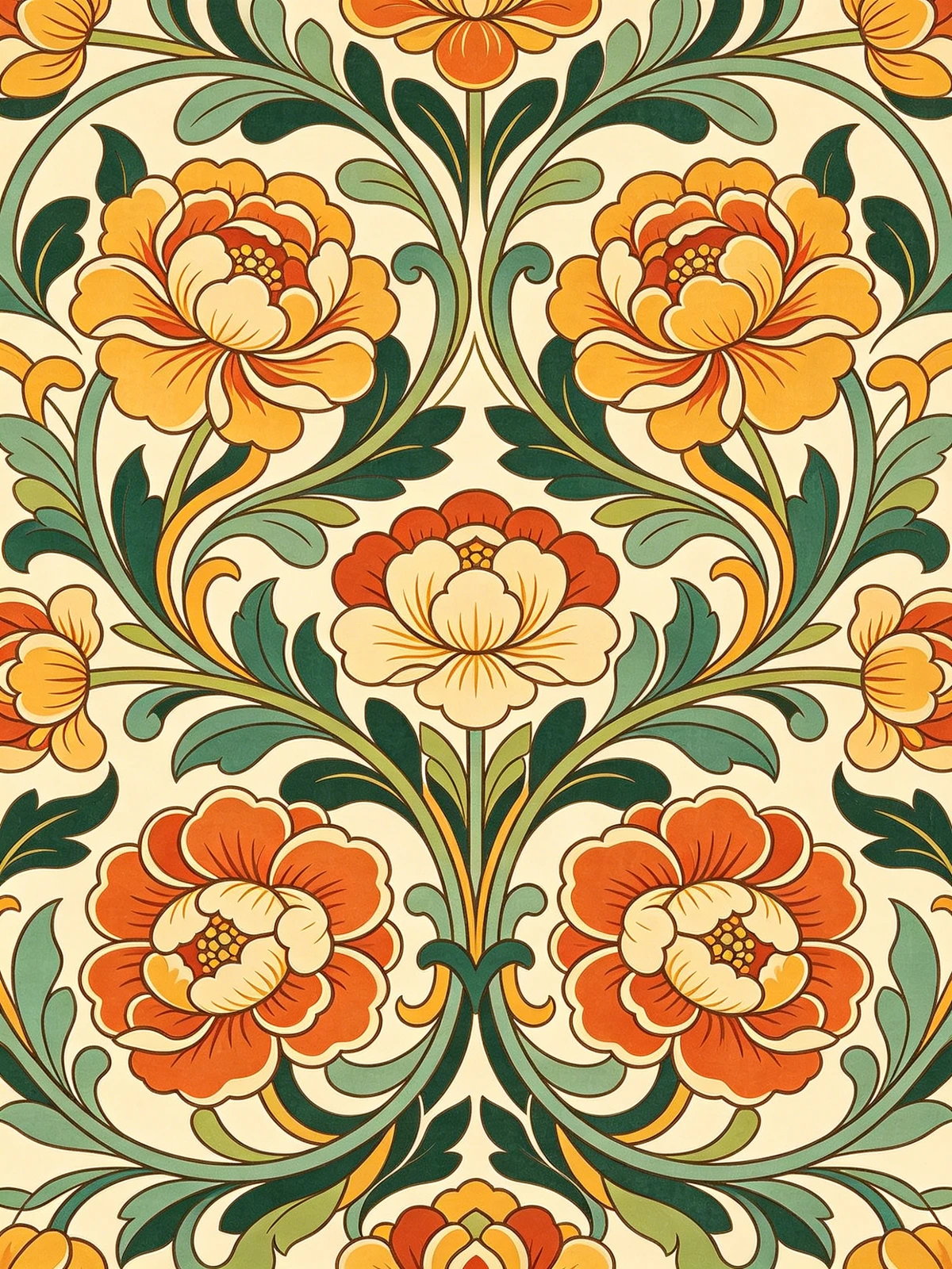 装饰纹样牡丹线稿示例1