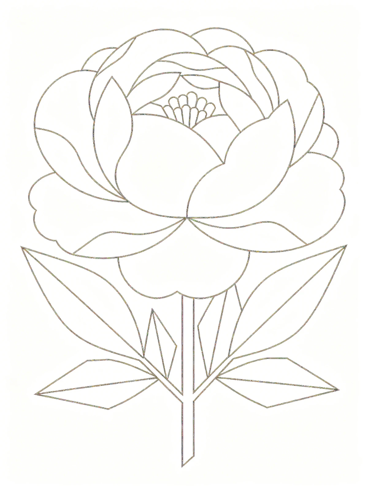 现代极简牡丹线稿示例1