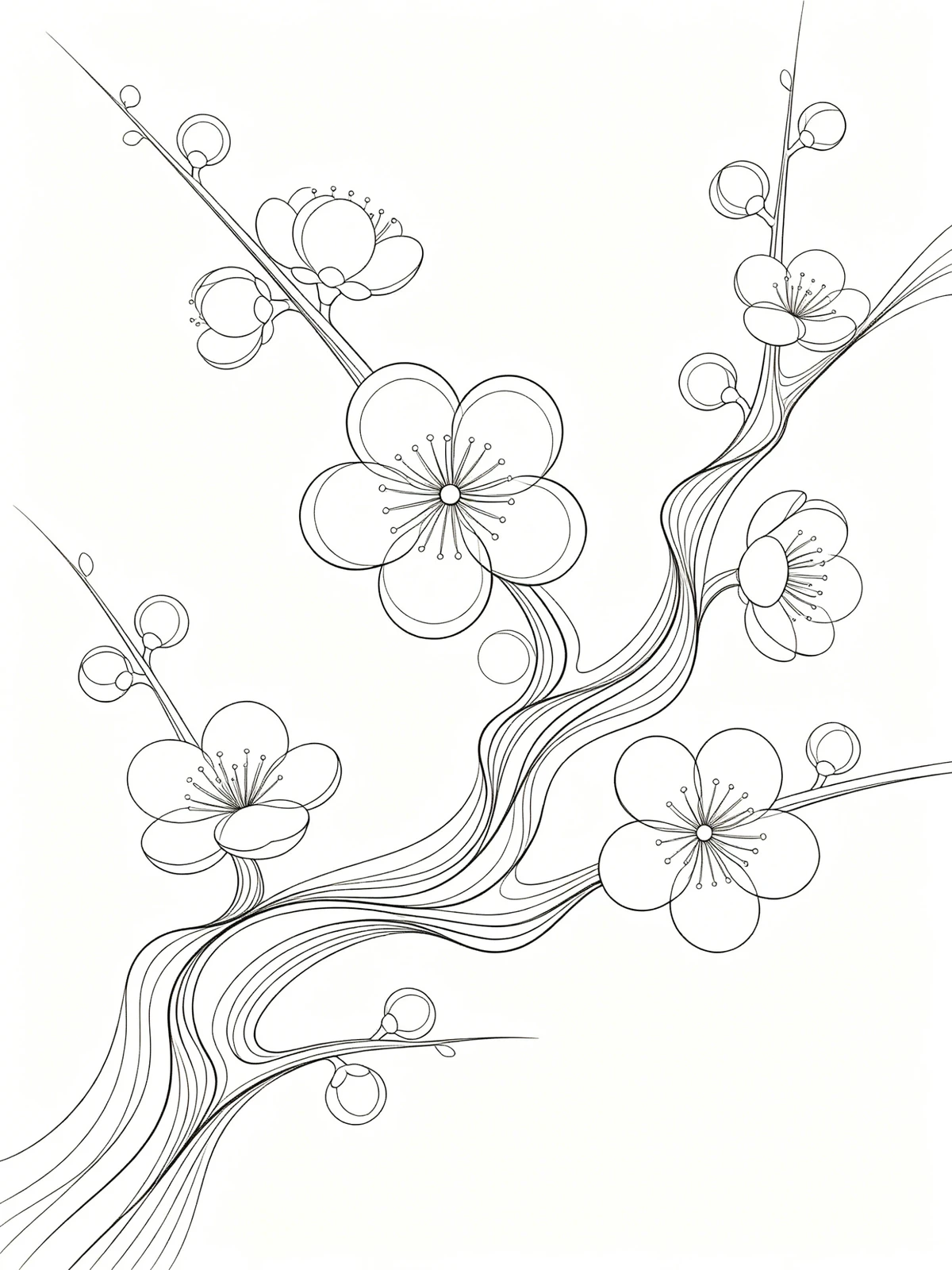 现代简约梅花线稿示例1