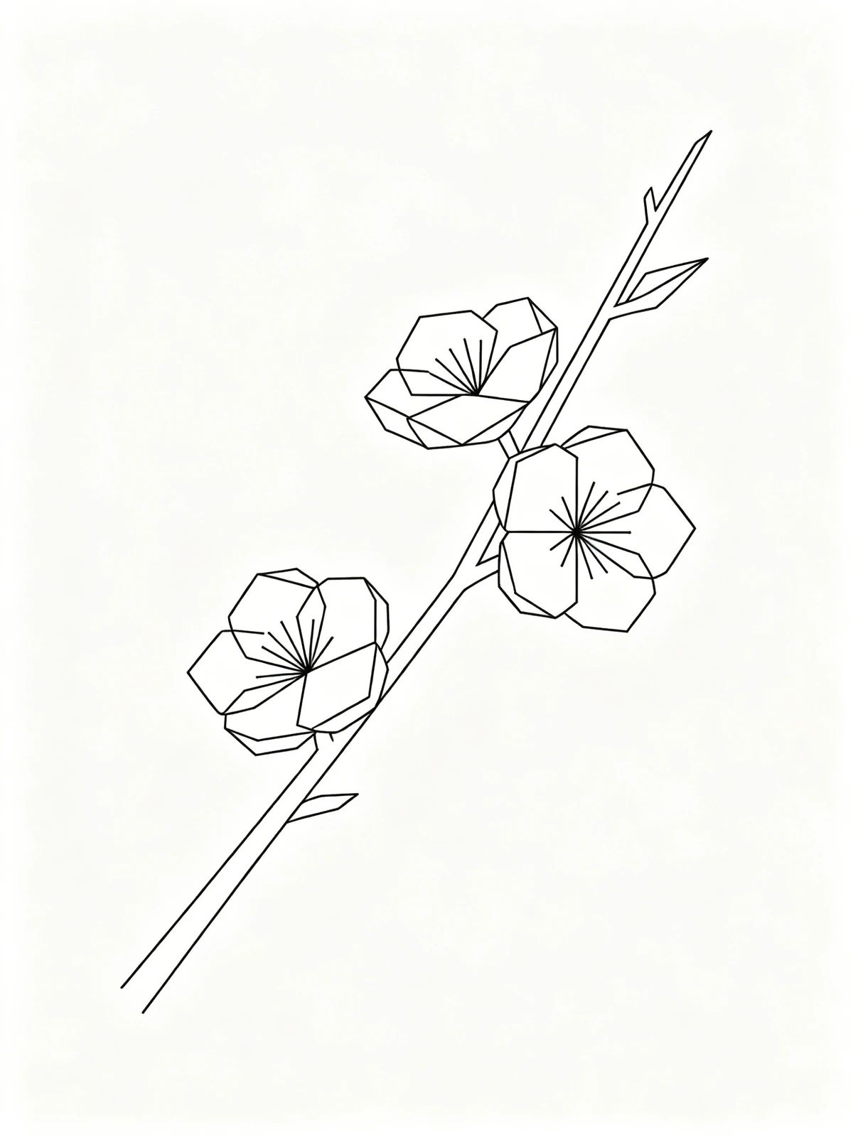 现代简约梅花线稿示例1