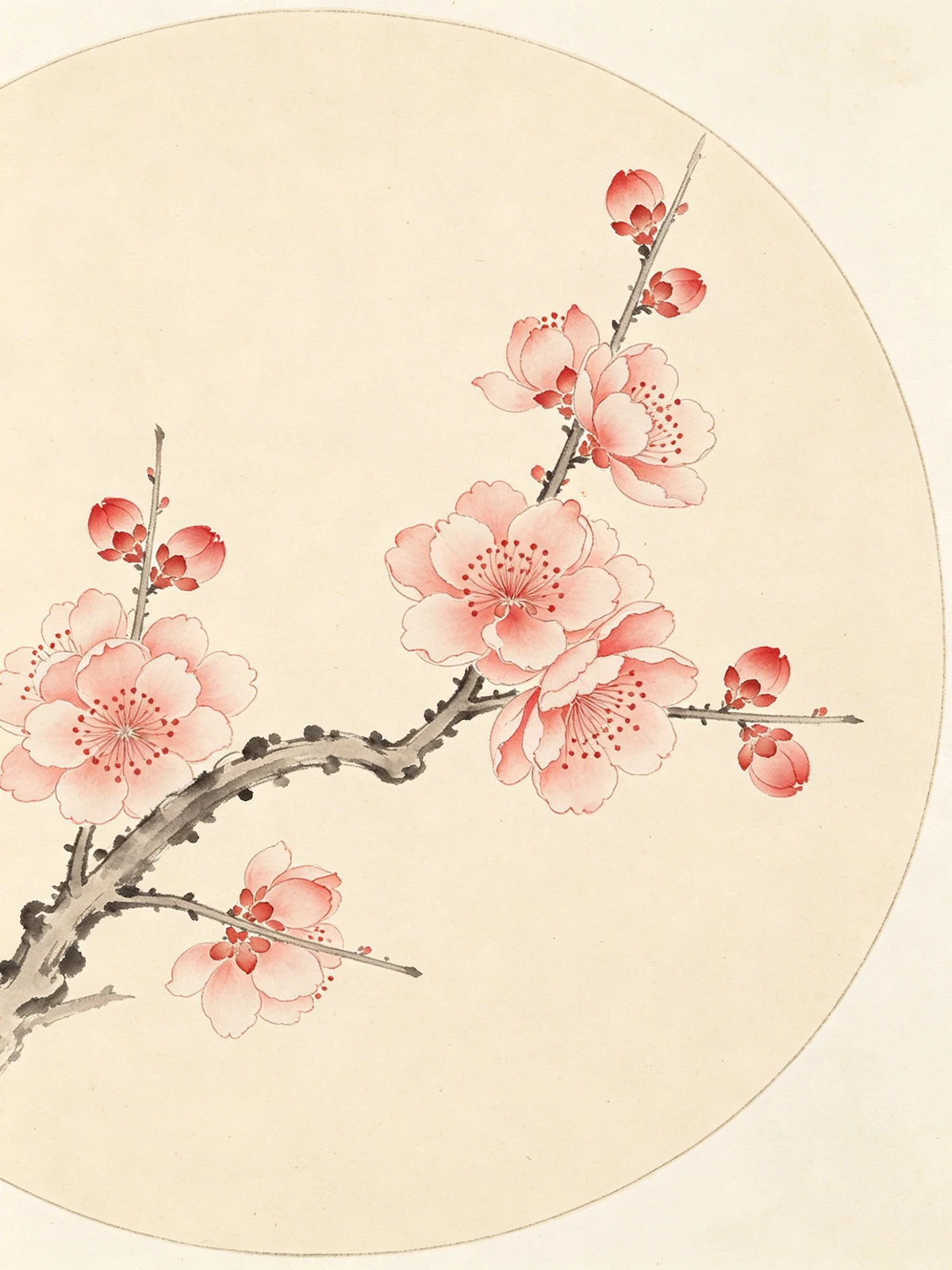 没骨画法梅花线稿示例1