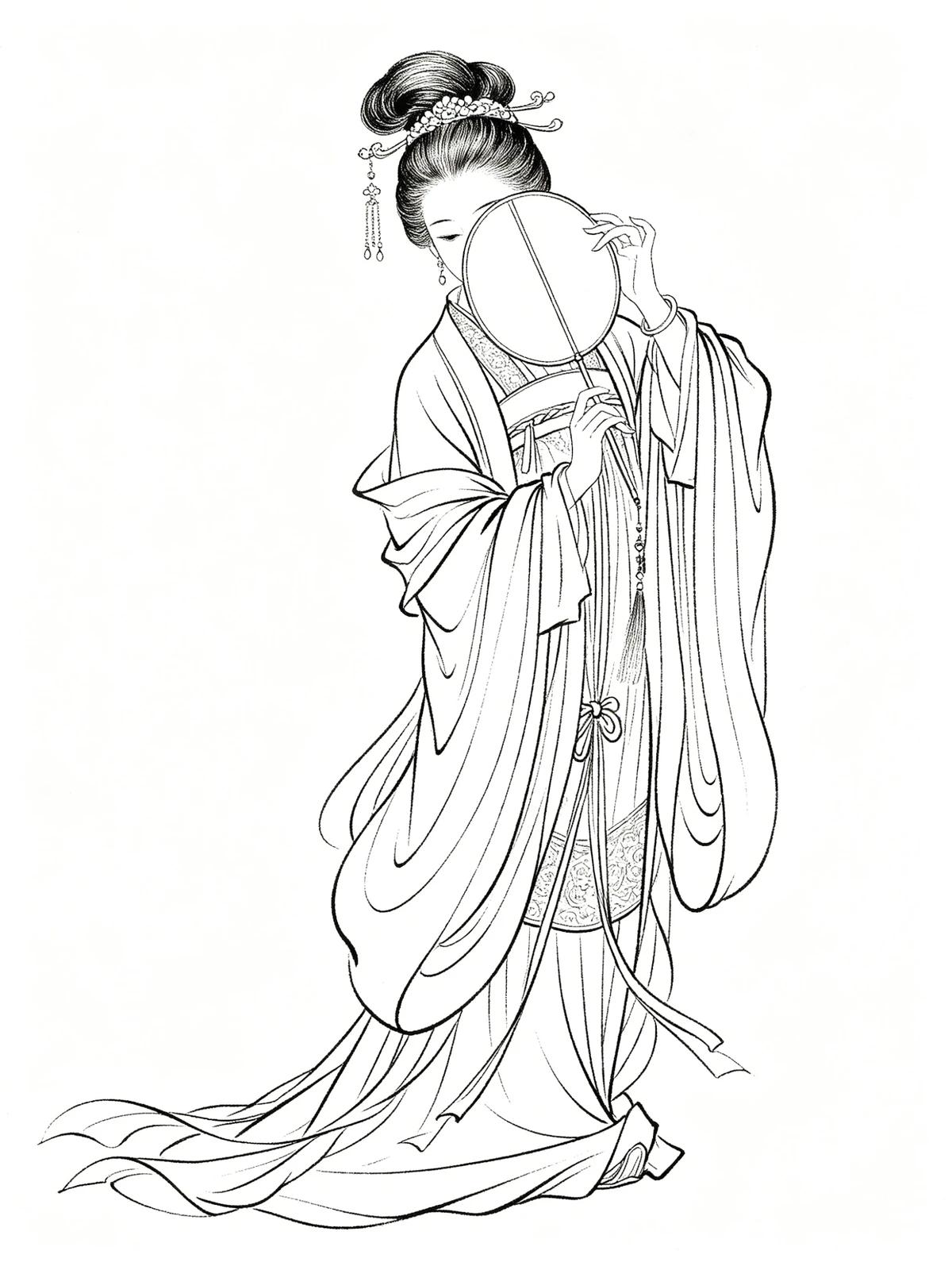 古风汉服公主线稿示例1