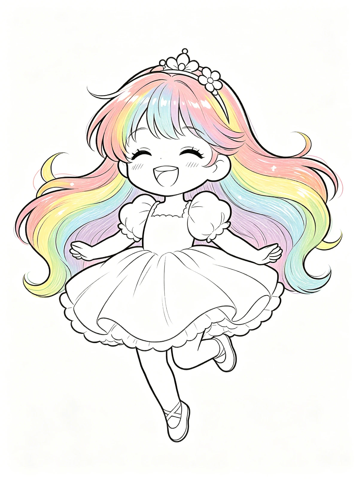 Q版萌系公主线稿示例1