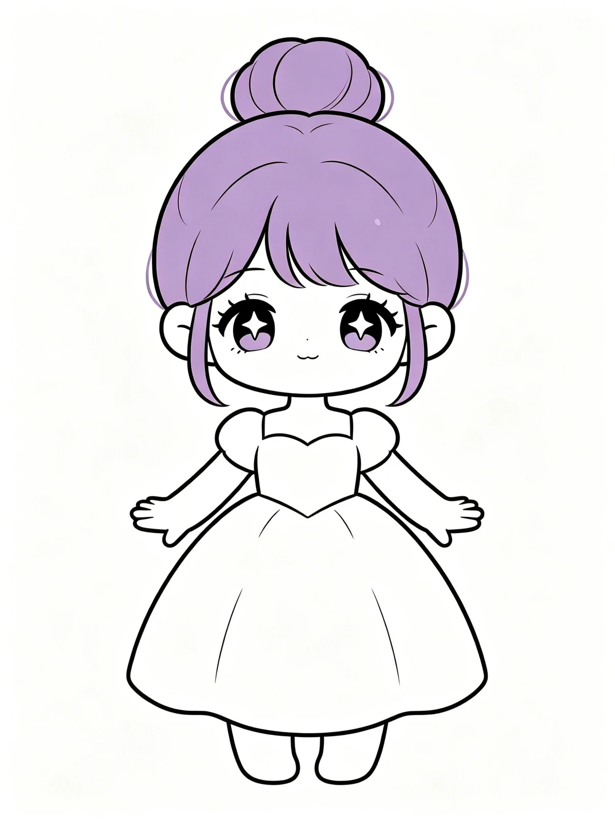 Q版萌系公主线稿示例1