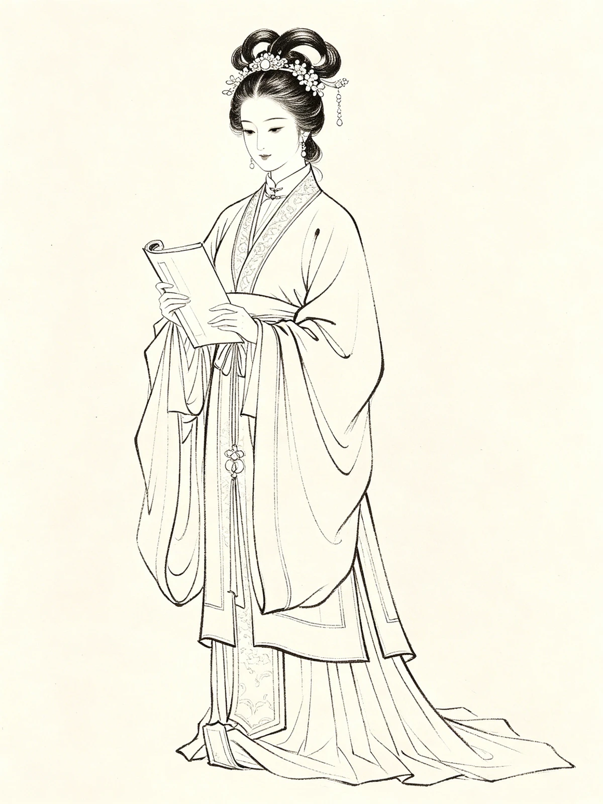 古风汉服公主线稿示例1