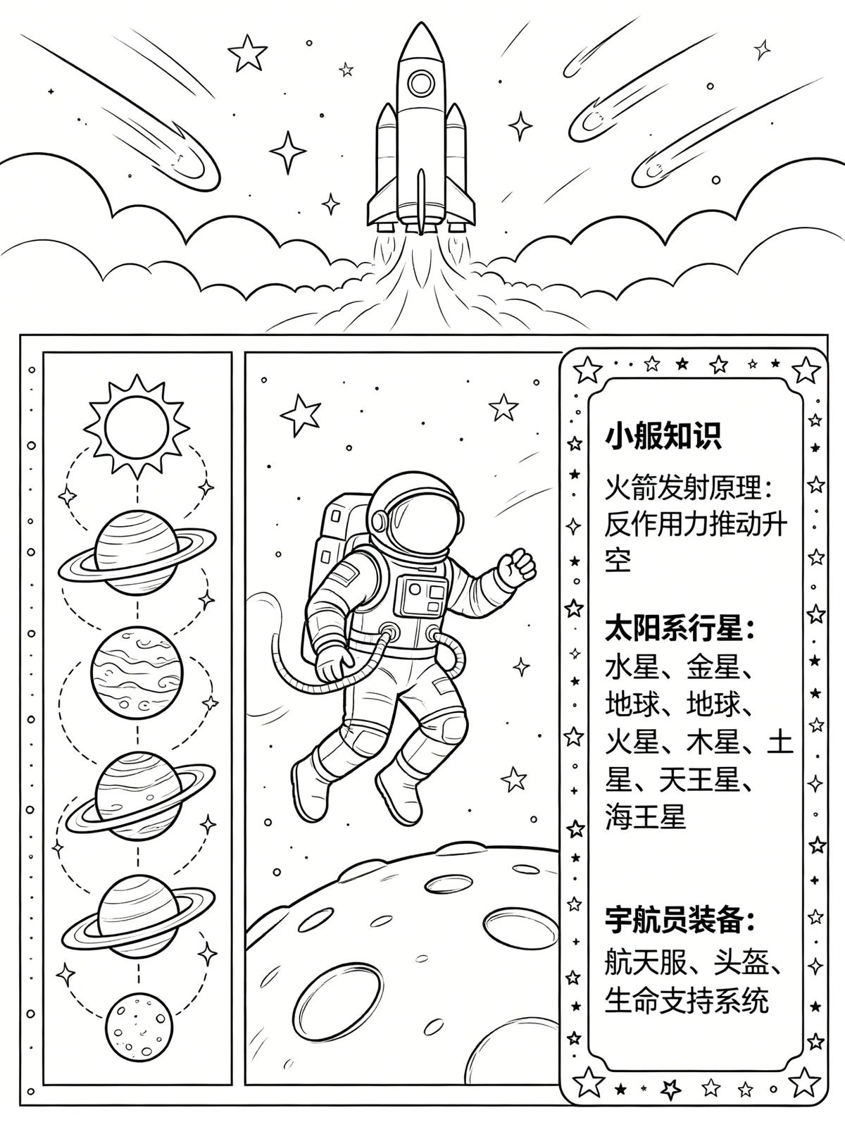科普阅读小报线稿生成示例1