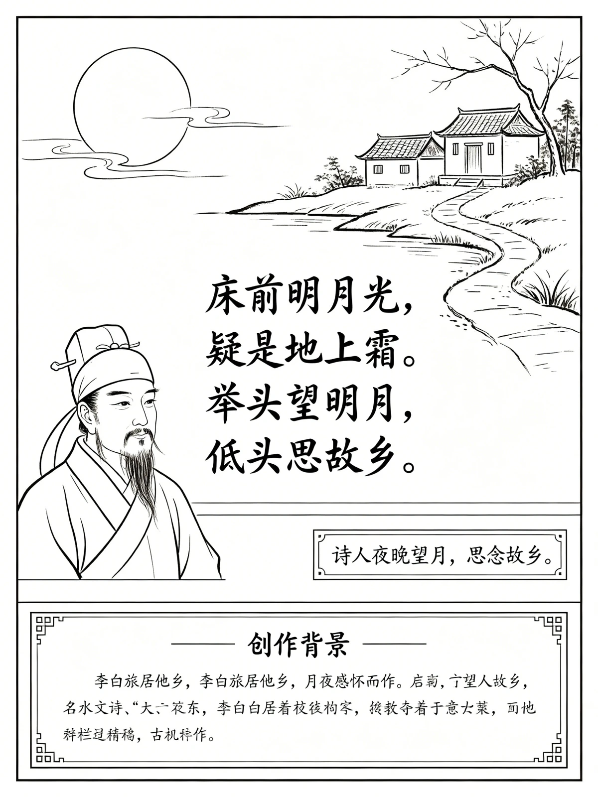 诗词赏析小报线稿生成示例1