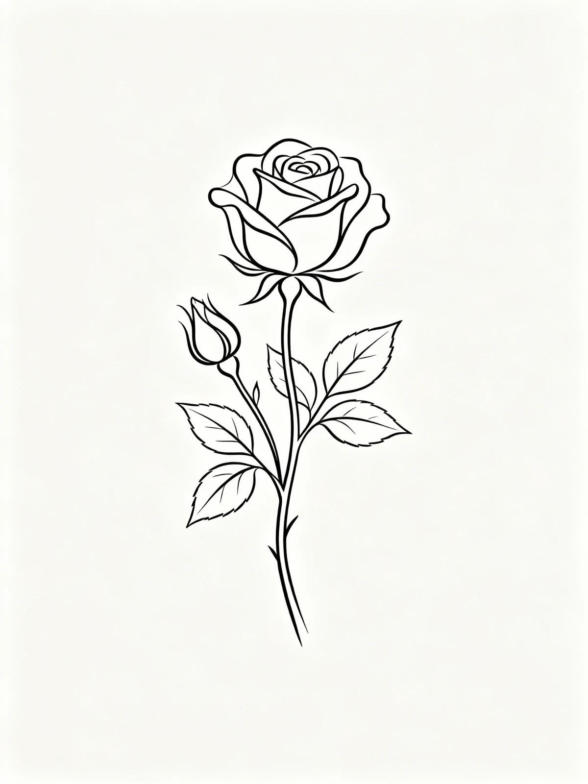 简约玫瑰线稿生成示例1