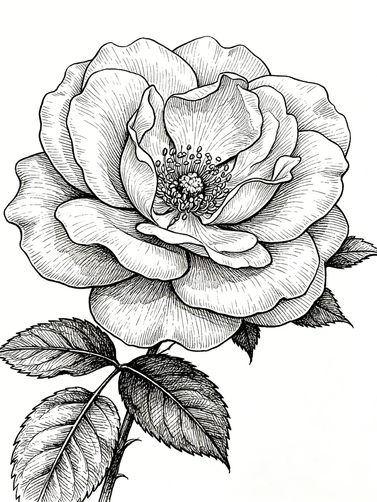 写实玫瑰线稿生成示例1