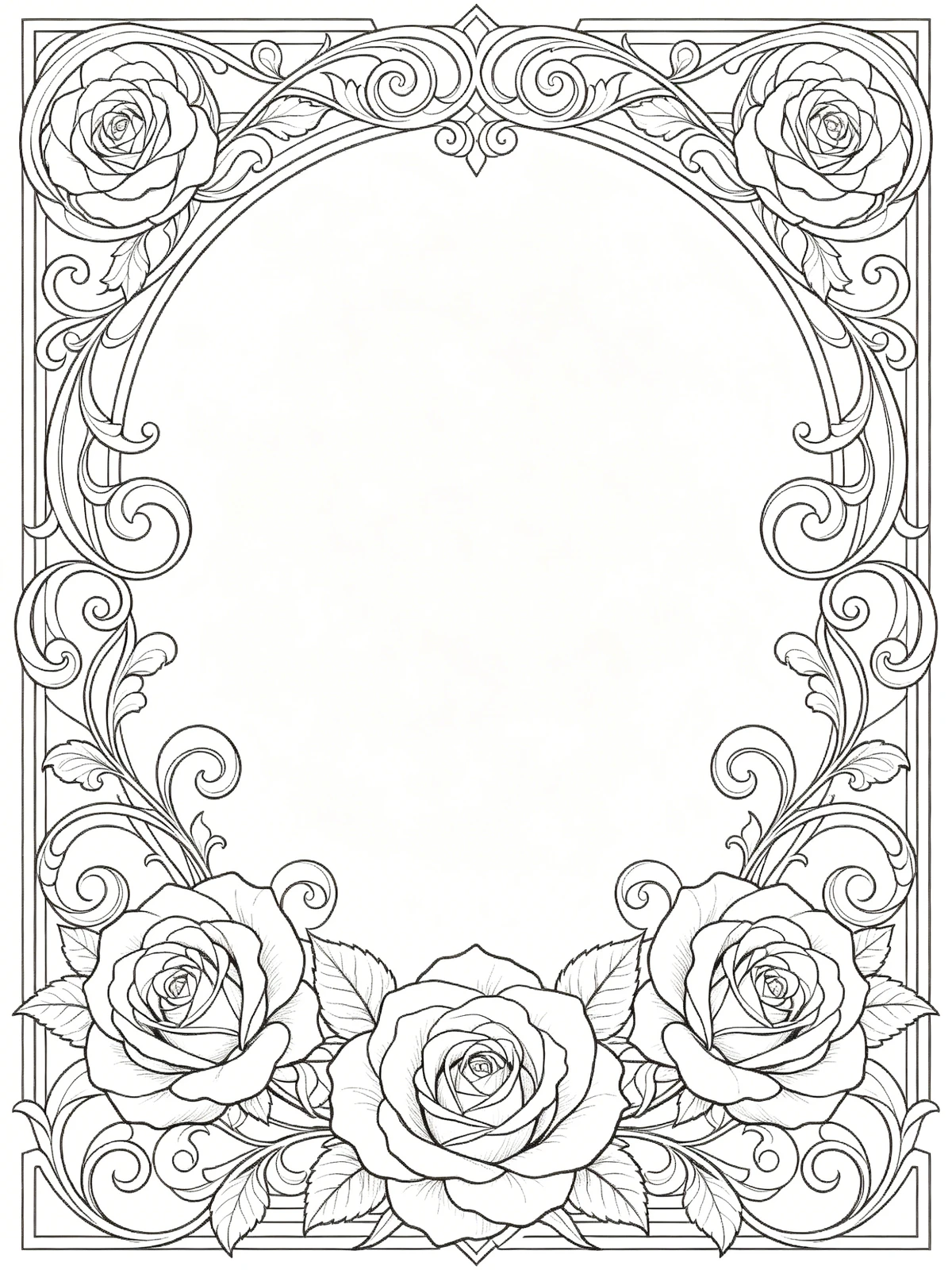 装饰玫瑰线稿示例1