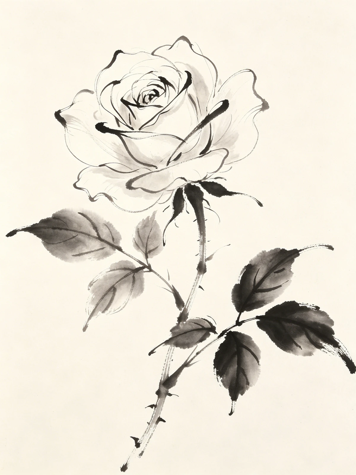 工笔风格玫瑰线稿生成示例1