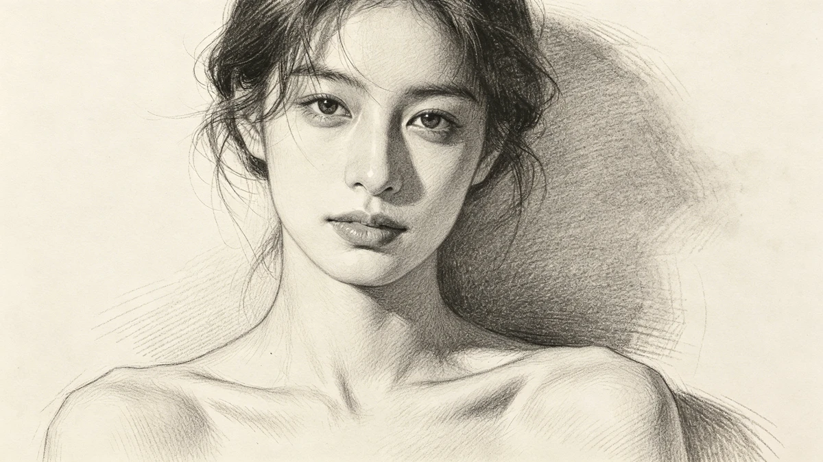 铅笔素描风格线稿头像示例1