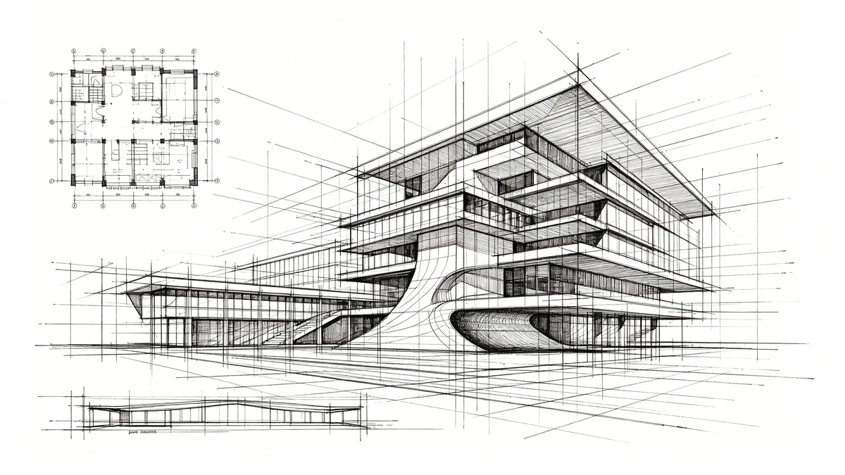 建筑线稿生成前示例图片